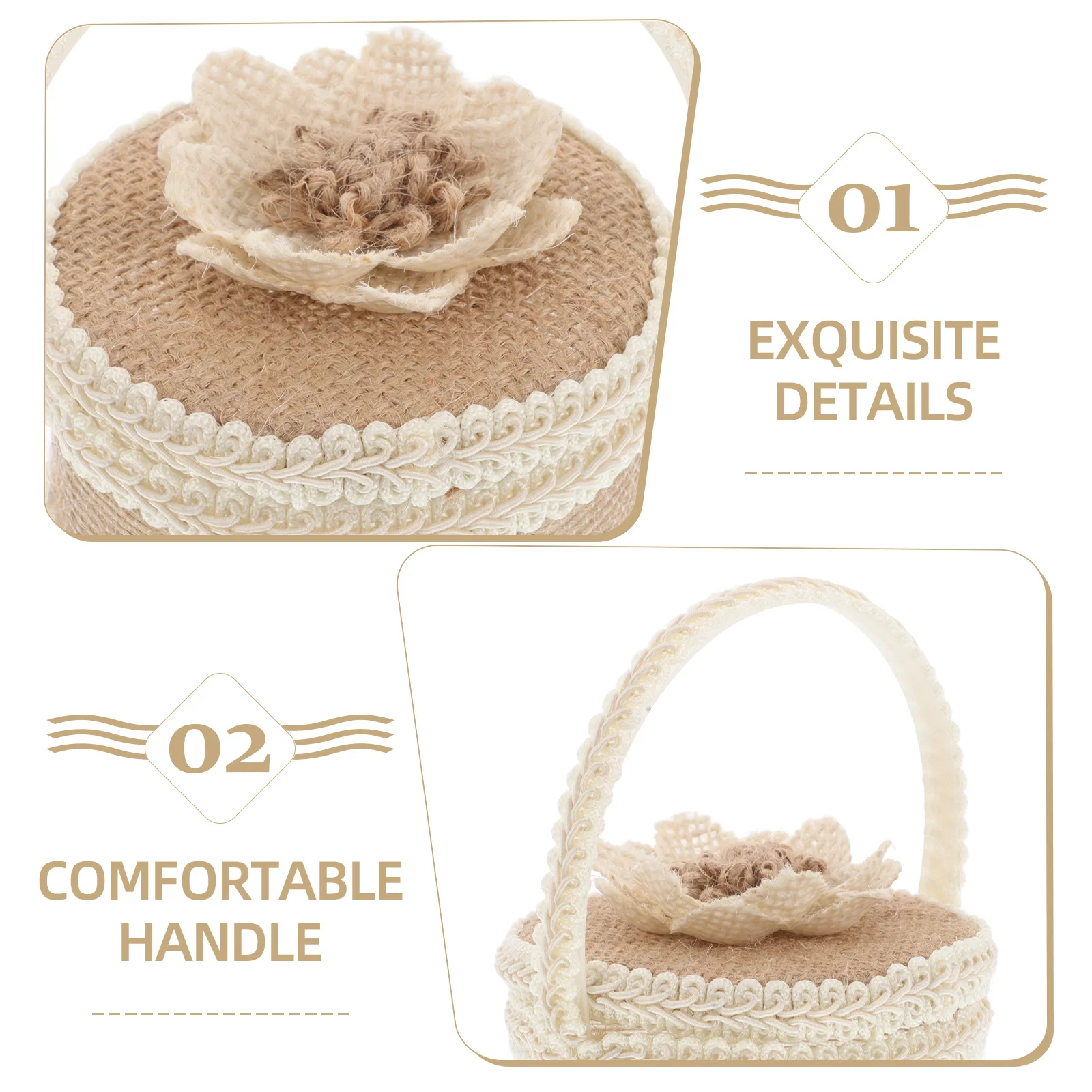 Sackleinen-Ehering-Box, rustikaler Blumenmädchen-Korb, einzigartiges Design, handgefertigte Jute-Zeremonie, Accessoire, Ehering-Box