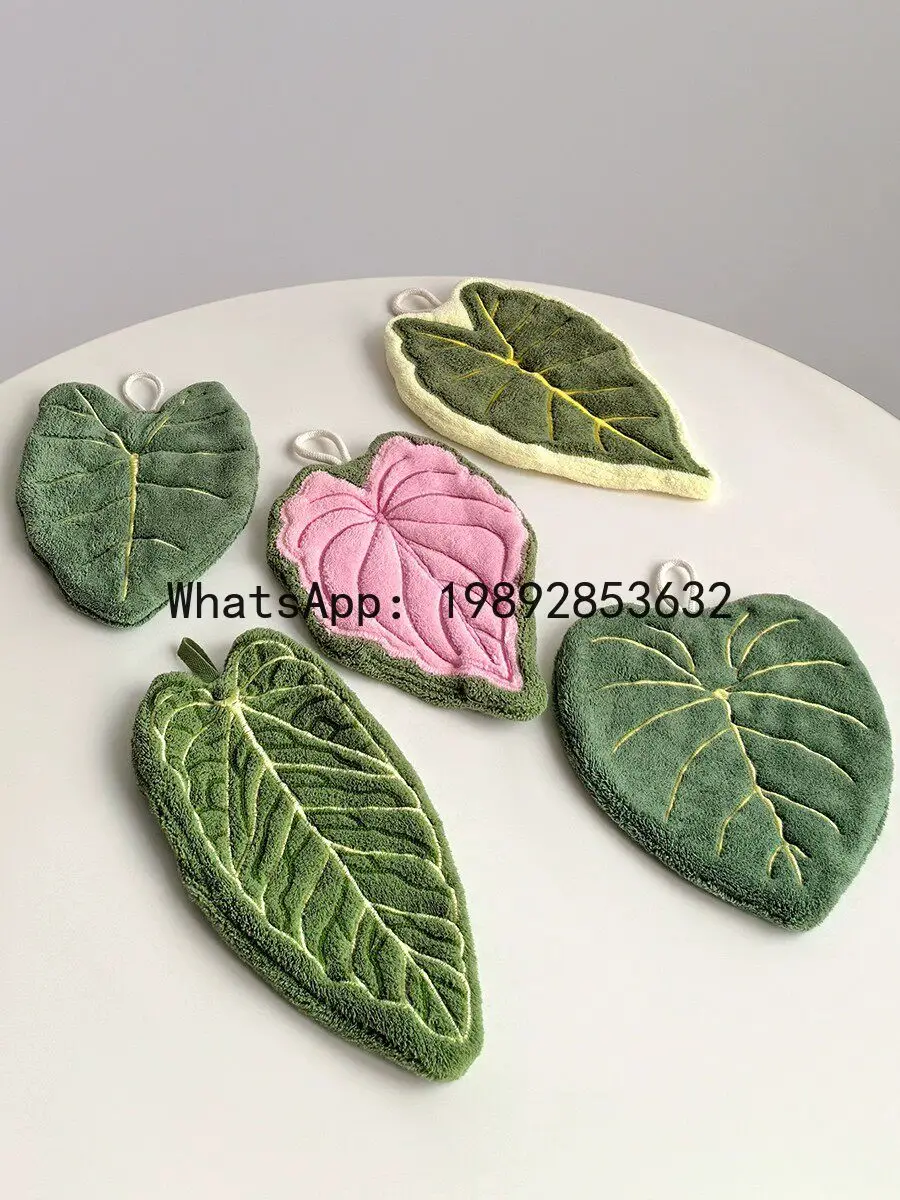 

PYJ plant leaf hand towel household cute hand towel hanging type kitchen bathroom bathroom small towel