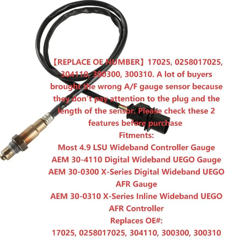 LSU4.9 Wideband Oxygen Sensor 0258017025 Durable Lambda O2 Sensor Replacement Accessory for Most Car Models