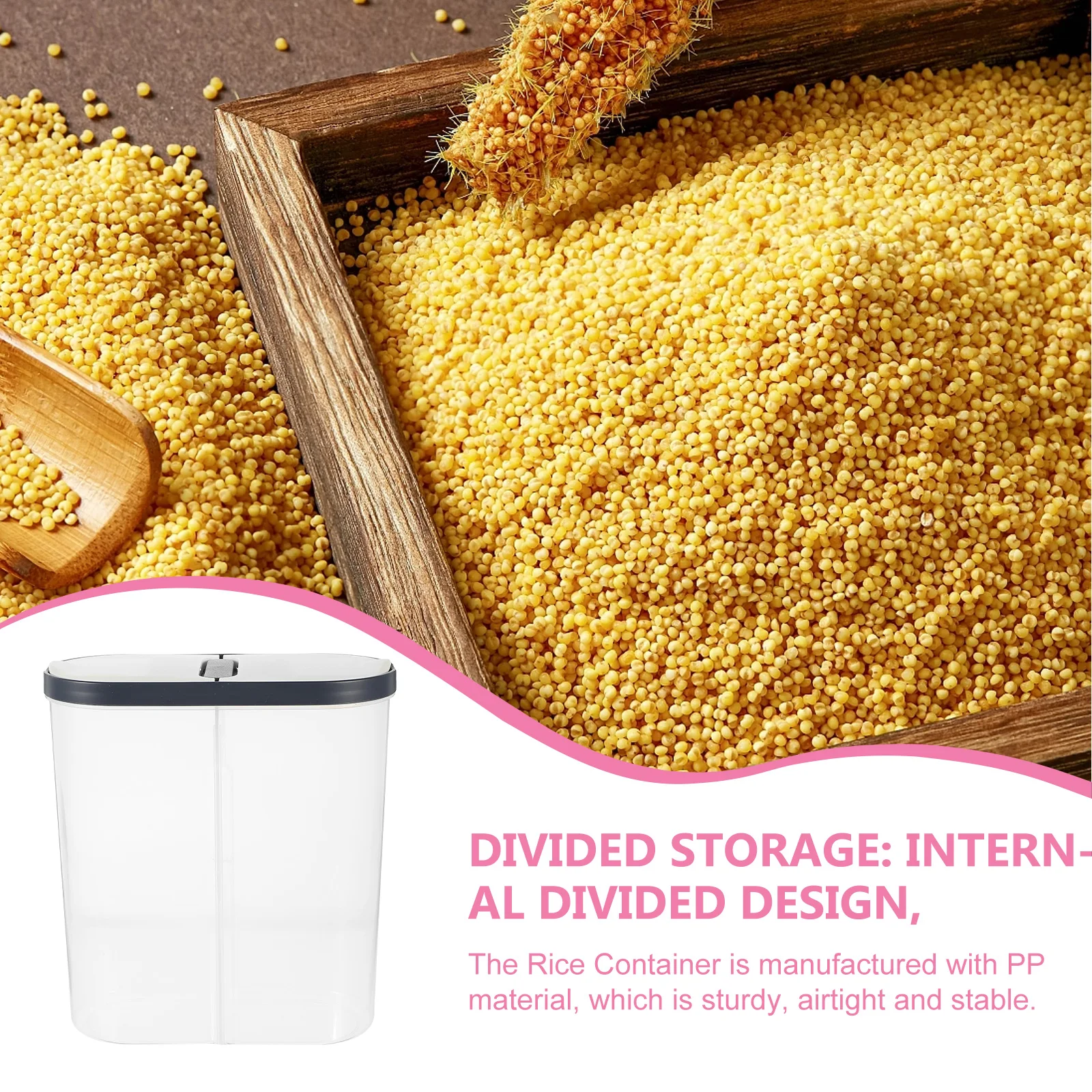 

Sealed Jar Grain Dispenser Kitchen Food Storage Container Bulk Plastic Pp Organizer Containers Airtight Rice with Lid