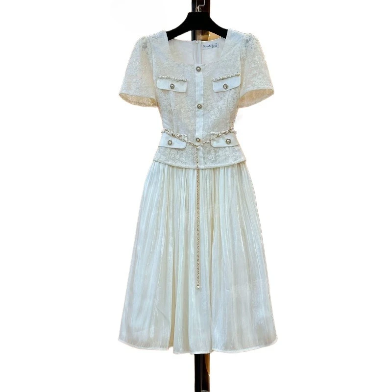2026 Original Design Sequined Dress New Elegant Temperament Commuting Slim and Thin Splicing Light Luxury Women's Clothing-86960