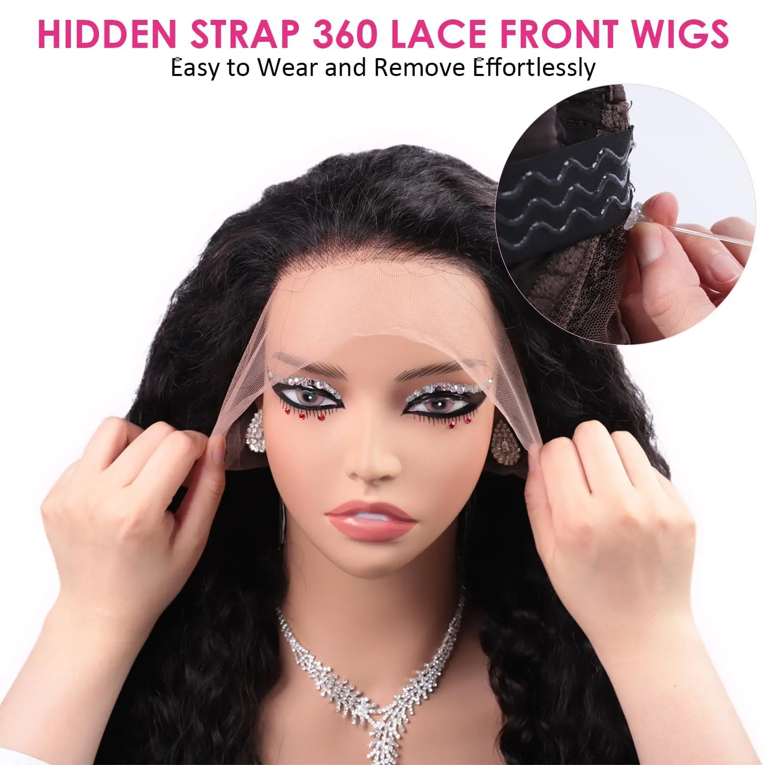 250 Density invisible strap lace wig human hair 360 Full Lace Front Human Hair Wig Deep Curly Lace Frontal Wig Glueless Wigs