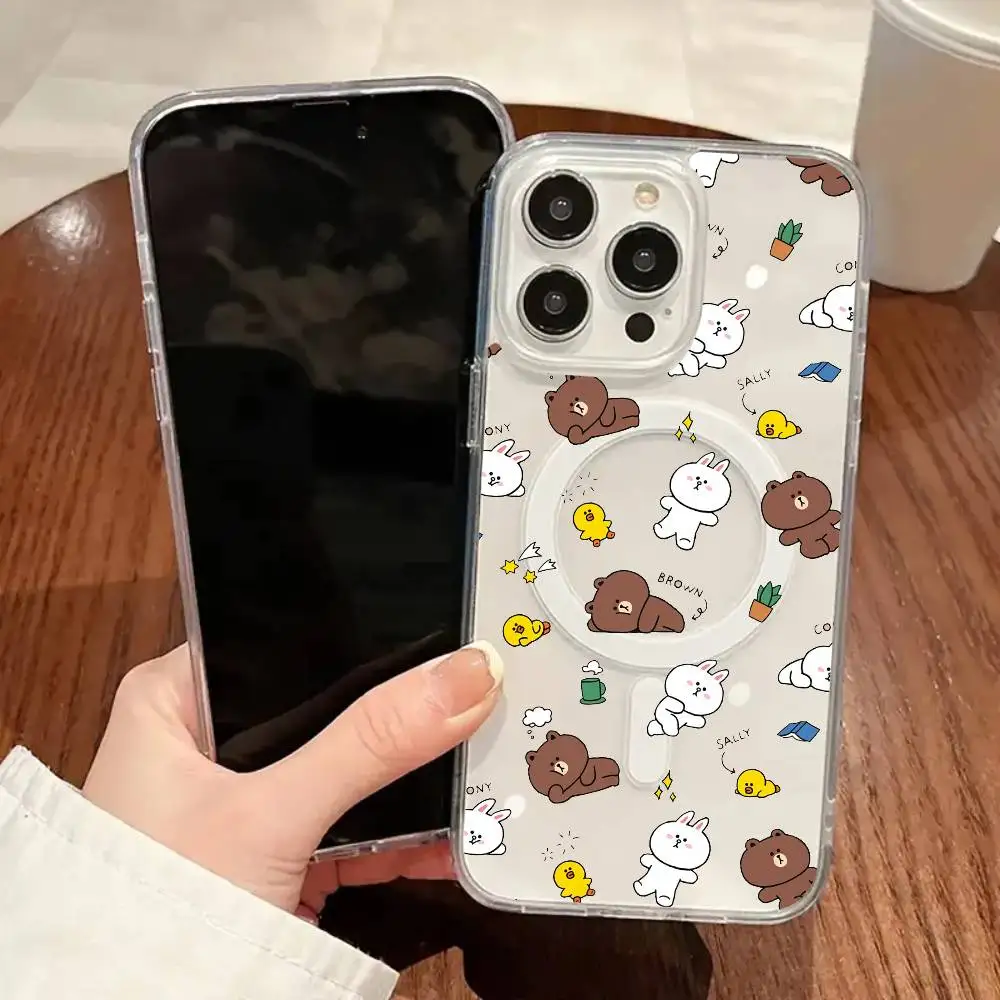 1 قطعة الكرتون B-الدب البني C-ConyS شفافة المغناطيسي جراب هاتف آيفون 17 الهواء 16 15 برو Max14 13 11 12 15 X XR XS زائد #2