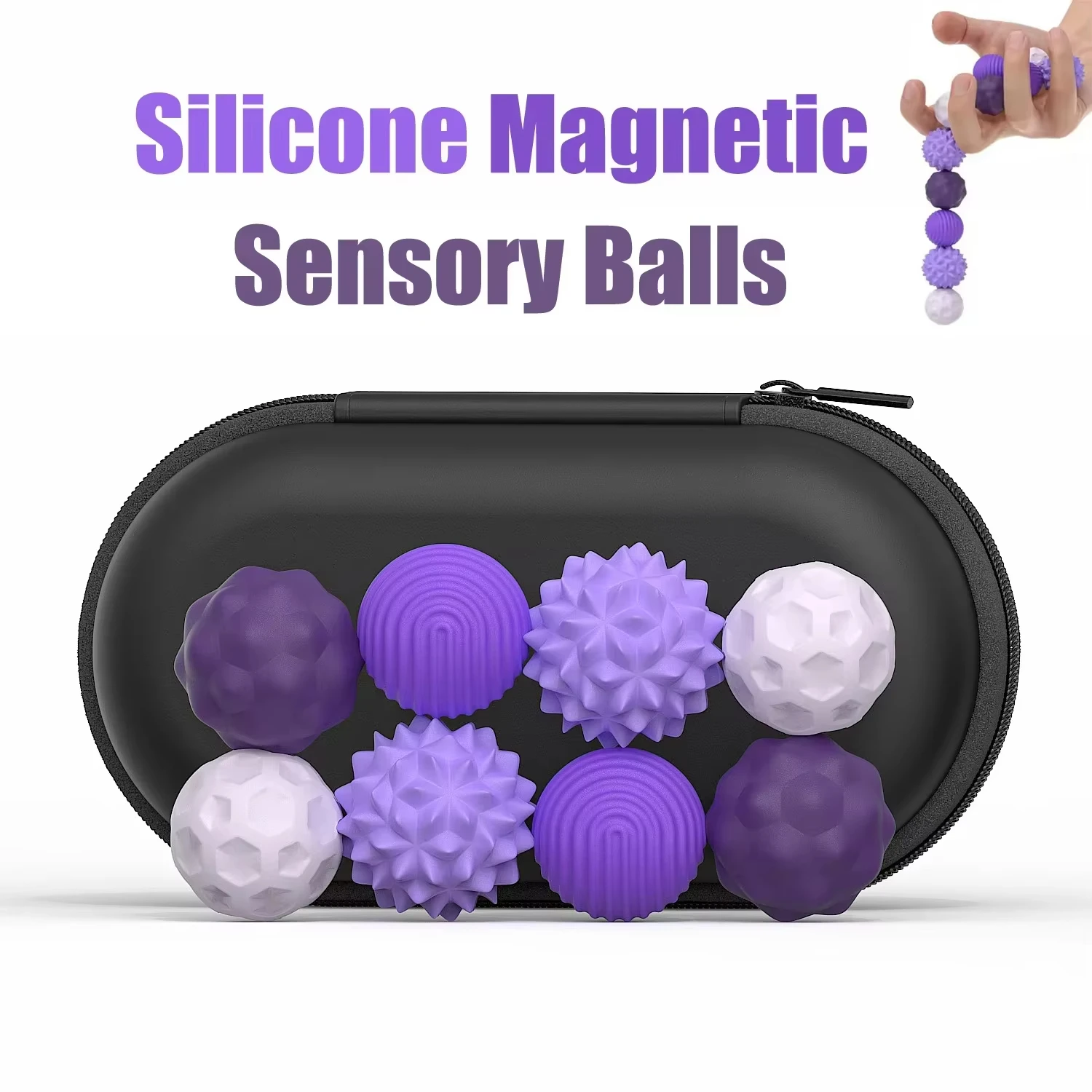 Magnetic Silicone Sensory Balls Worry Balls Autism Calming Fidgeting Toy Fidget Toy Kid Adults Anxiety Relief Stress Sensory Toy view 2