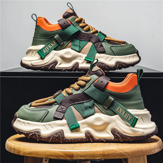 Trend Green Men s Thick Bottom Casual Sneakers Designer High Top Trainers Men Fashion Platform Shoes Breathable Chunky Sneakers AliExpress