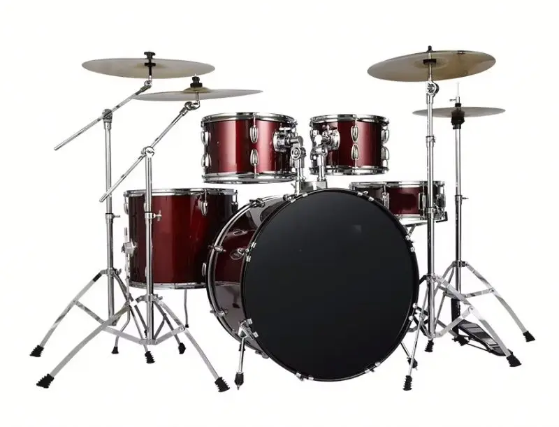 5-Piece Jazz Acoustic Drum Set with Blue Finish Steel & Aluminum Chamber Oilpaper Drum Heads Wood Construction