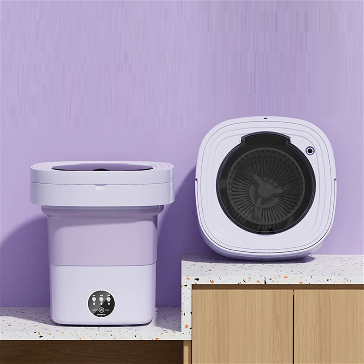 HOT Folding Washing Machine Portable Small Washing Machine Mini Underwear Cleaning Machine 8L Green (US Plug)