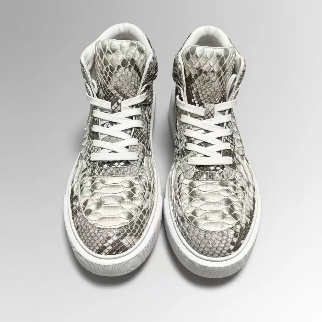 2025 new arrival Fashion Snake Skin causal shoes men,male Genuine leather boots  PDD712