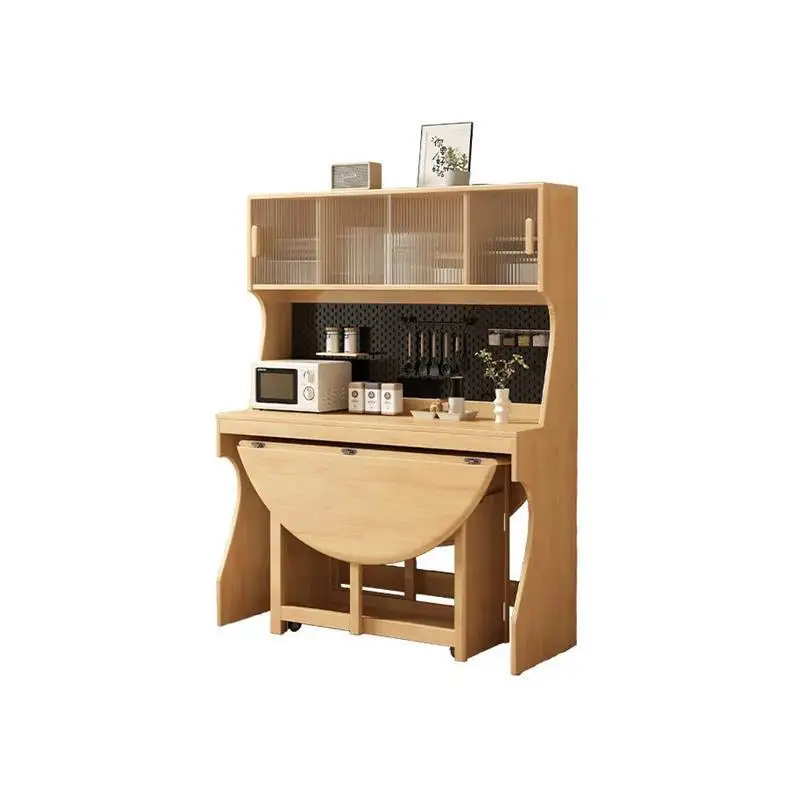 

side cabinet dining table integrated small apartment storage cabinet bar storage wall retractable folding round table