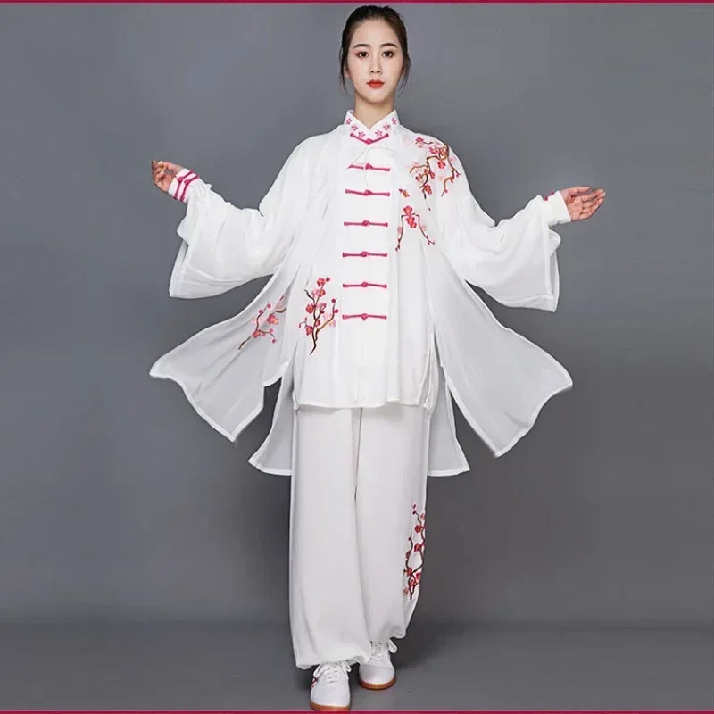 Tai Chi เสื้อผ้า Taiji Kung Fu เครื่องแบบ Unisex เย็บปักถักร้อย Elegant ศิลปะการต่อสู้สวมใส่ประสิทธิภาพการแข่งขันชุดสามชิ้น