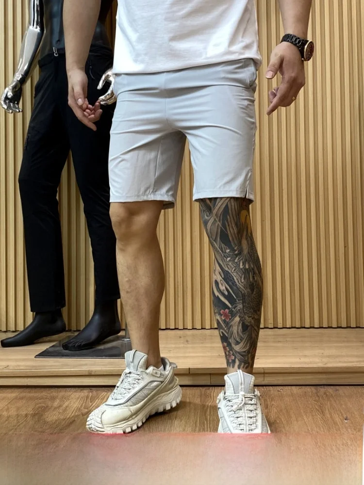 

Quick Dry High Elastic Outdoor Men's Casual Loose Shorts Laser Punched Waist Summer Sporty Versatile Comfortable Nylon Spandex