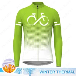 Gradient Color Series Cycling Jersey 2023 Winter Fleece Men Long Sleeve Cycling Clothing MTB Road Bike Shirts Warm Bicycle Wear