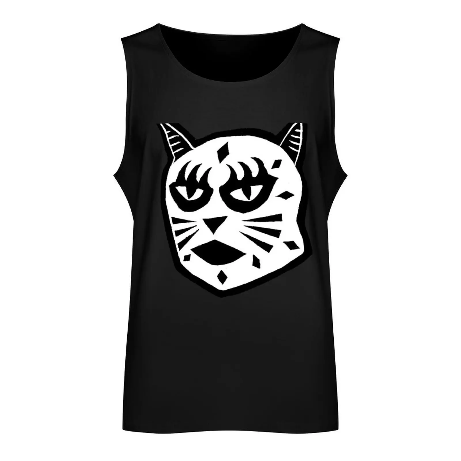 Gato Libre - B&W - Linocut Print Tank Top Gym wear Men's t-shirts Gym clothes Men's summer vest