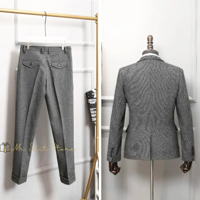 بدلة رجالية سفاري سترة البدلة 3 قطعة مجموعة واحدة الصدر متعرجة الأعمال عادية سليم صالح دعوى الزفاف بريطانيا نمط جديد