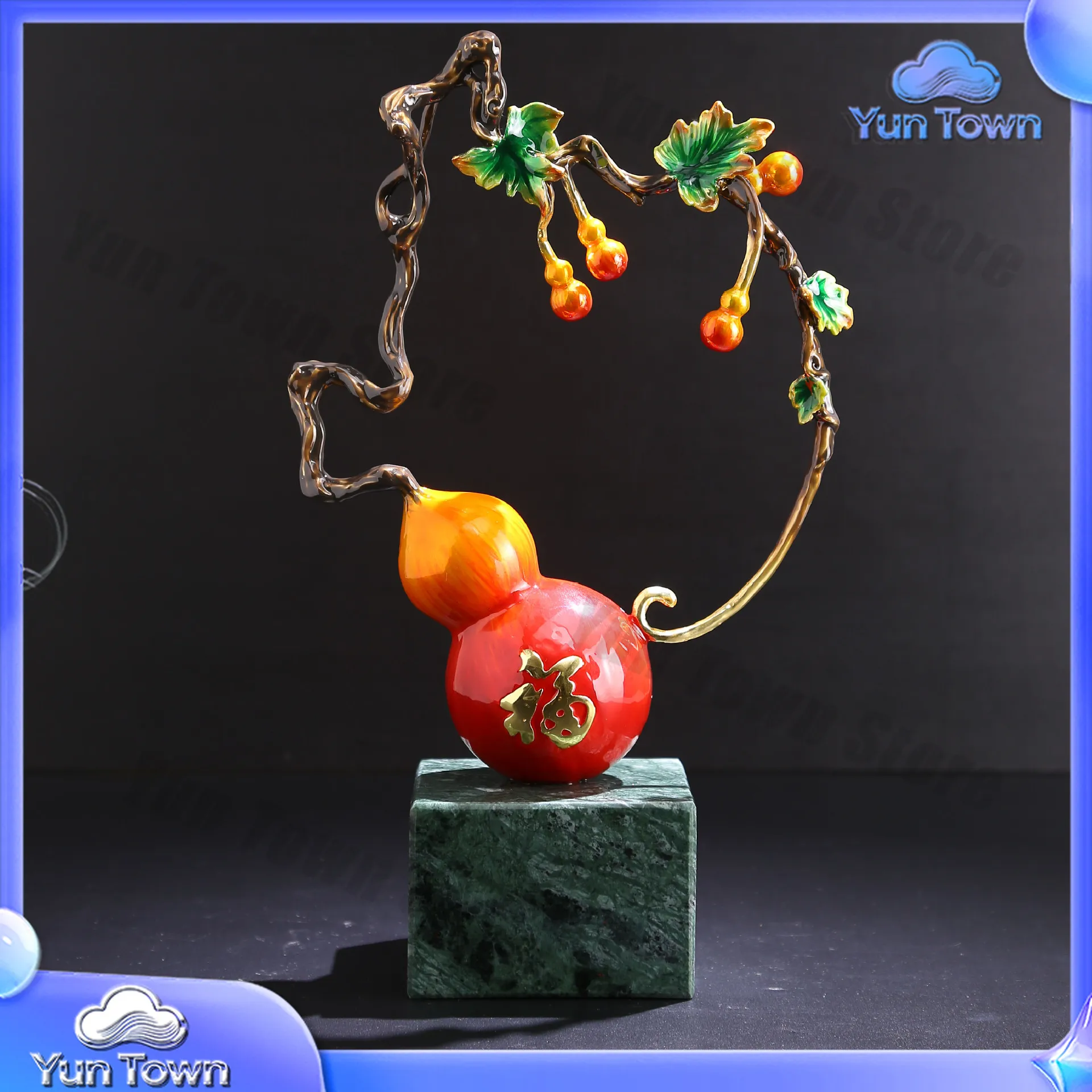 New Chinese enamel color gourd ornament entrance living room TV cabinet wine cabinet home decoration new residence