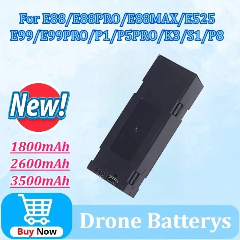 

3.7V 1800/2600/3500mAh RC Drone Battery Stable UAV for E88 E88PRO E88MAX E525 E99 E99PRO P1 P5PRO K3 S1 P8 Newly Upgraded