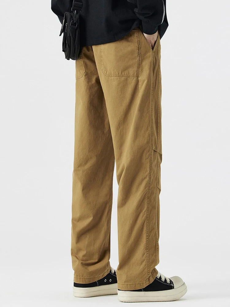 แฟชั่นผู้ชายสบายๆกางเกงฤดูใบไม้ร่วงใหม่ 100% CottonคุณภาพสูงตรงComfort Drawstring SweatpantsชายBaggyกางเกง