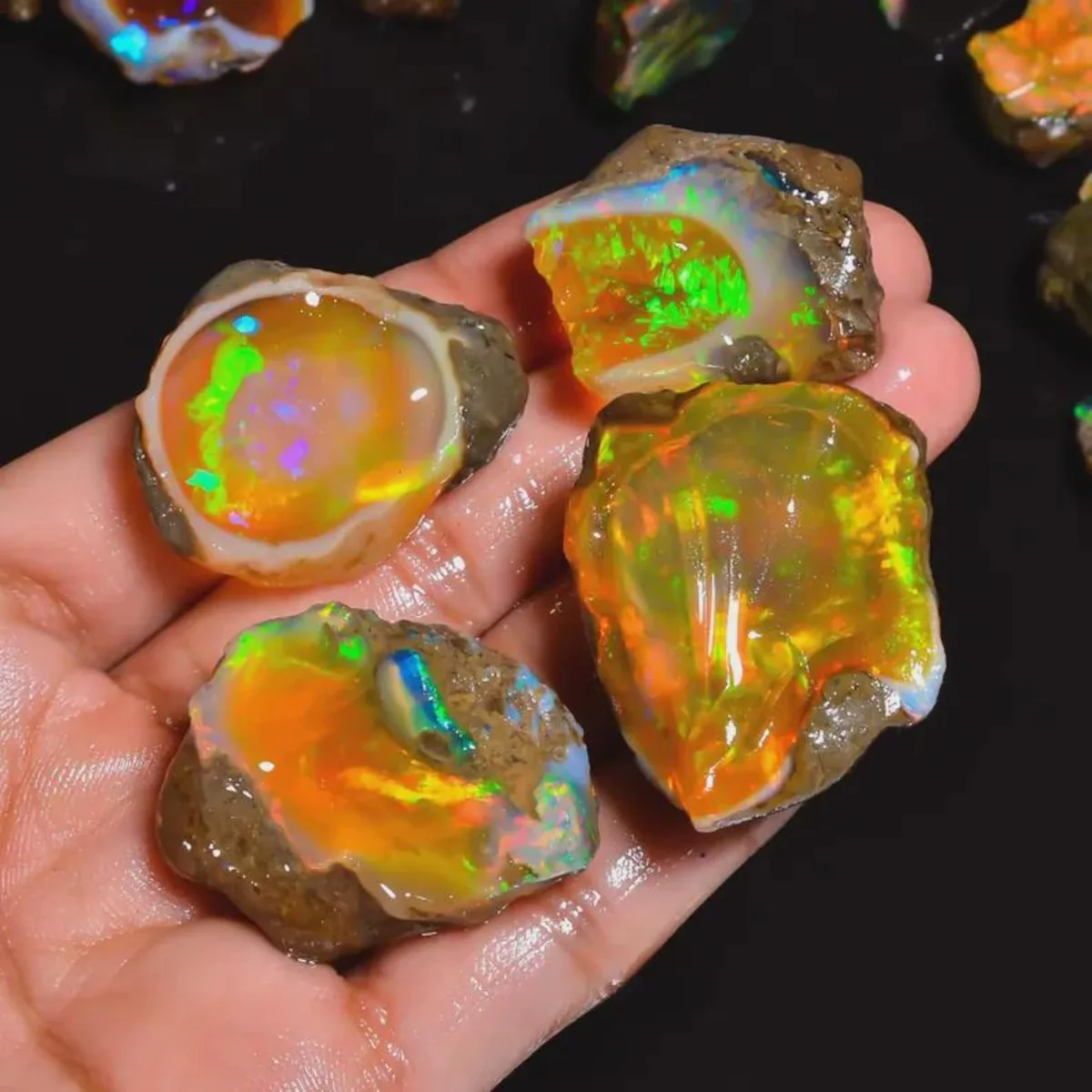 25-80CT Genuine Ethiopian Welo Opal Rough Raw Natural Fire Opal Play Of Color Loose Gemstone For Ring Pendant Jewelry Making view 2