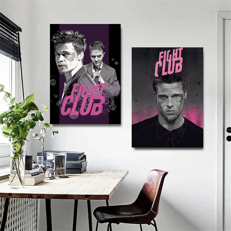Classic Movie Fight Club Brad Pitt Boxing Film Poster Canvas Painting HD Printed Wall Art Pictures Beroom Gym Home Decor