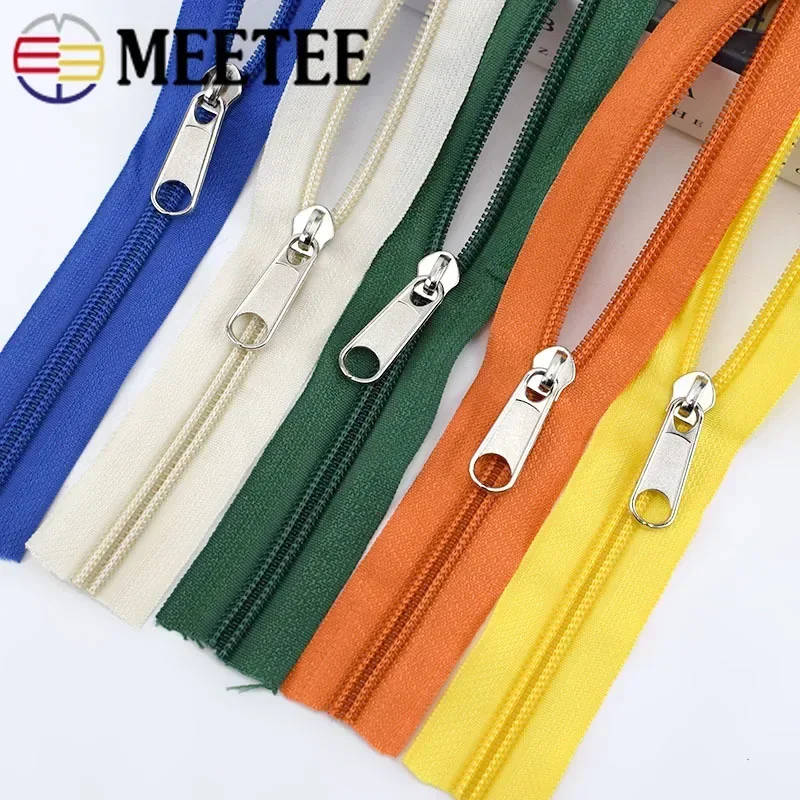 Meetee 5# 5/10Meters Nylon Zipper +Pull Sliders for Home Textile Clothing Luggage Bags Quilt Cover Zip Sewing Accessories AP672