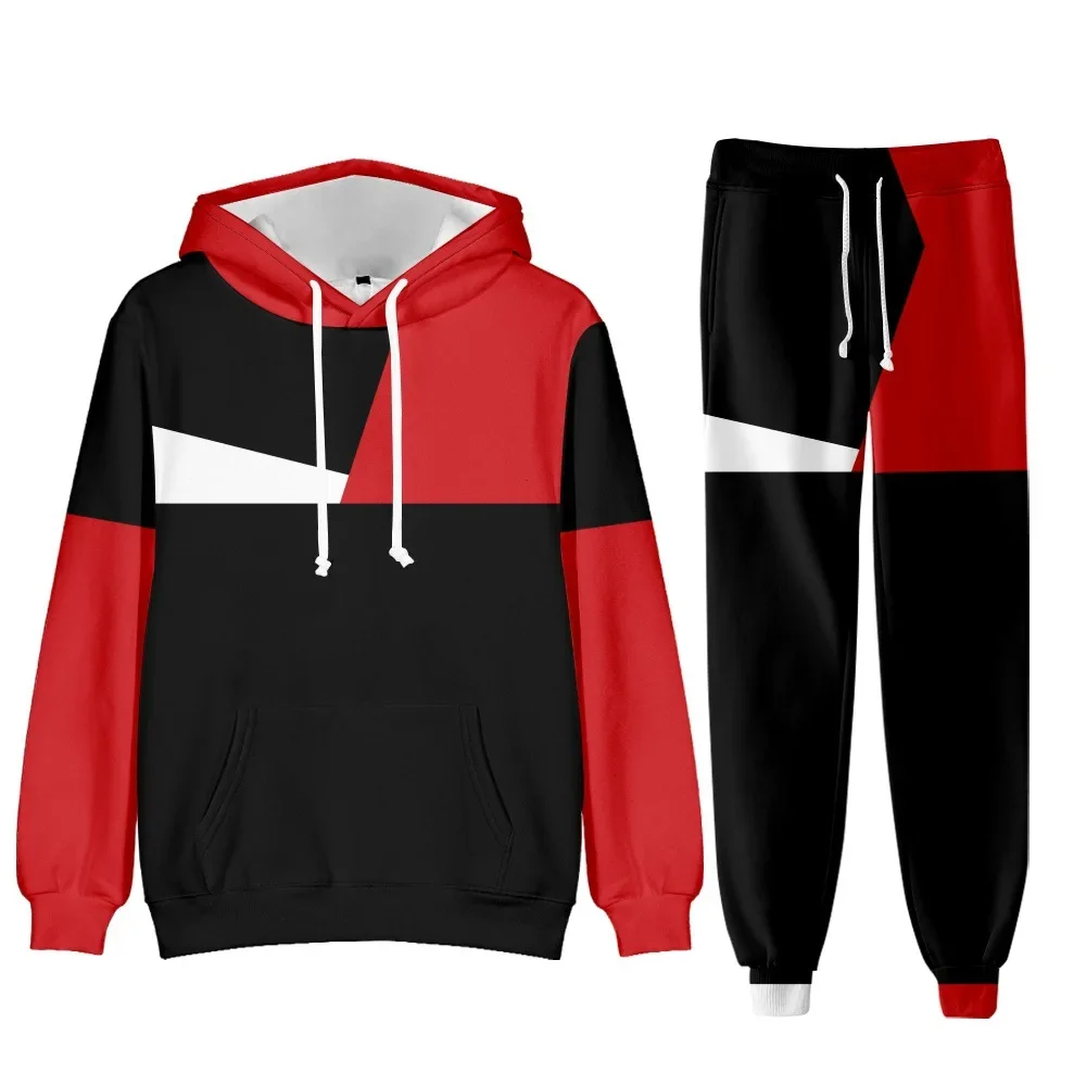 Piano Keys Print Elegant Suit Red and White Geometry Women's Tracksuit Sport Lounge Hoodie Oversized Jogger Sweatpants Sweatsuit