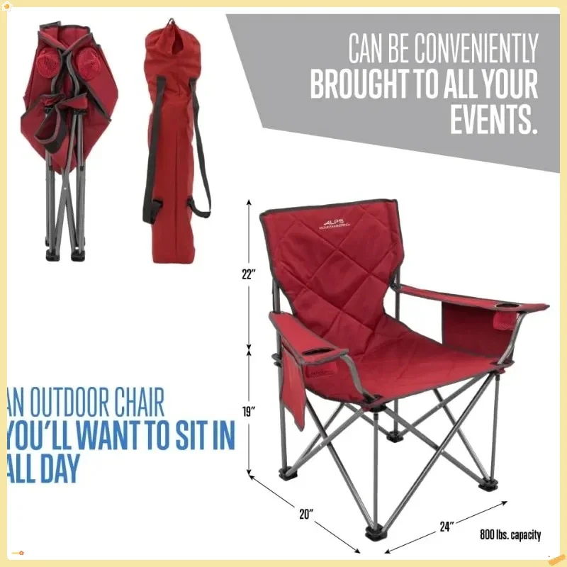 Silla de camping King Kong para adultos, silla plegable compacta y resistente para exteriores con portavasos y bolsillo de malla