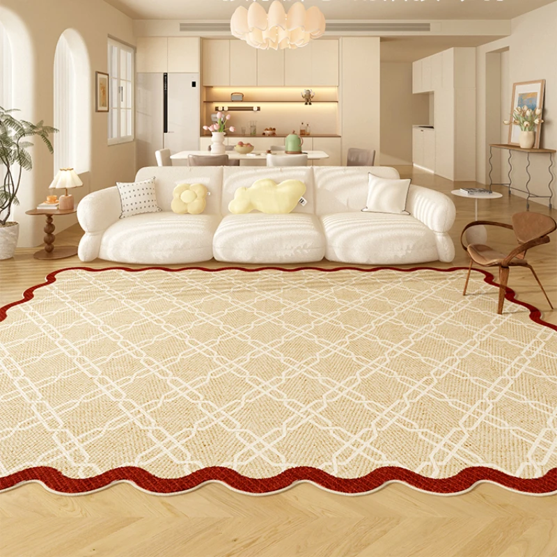 Irregular Shapes Carpets for Living Room Thick Anti-slip Lounge Mat Fluffy Soft Study Rug Cream Style Bedroom Decor Plush Carpet