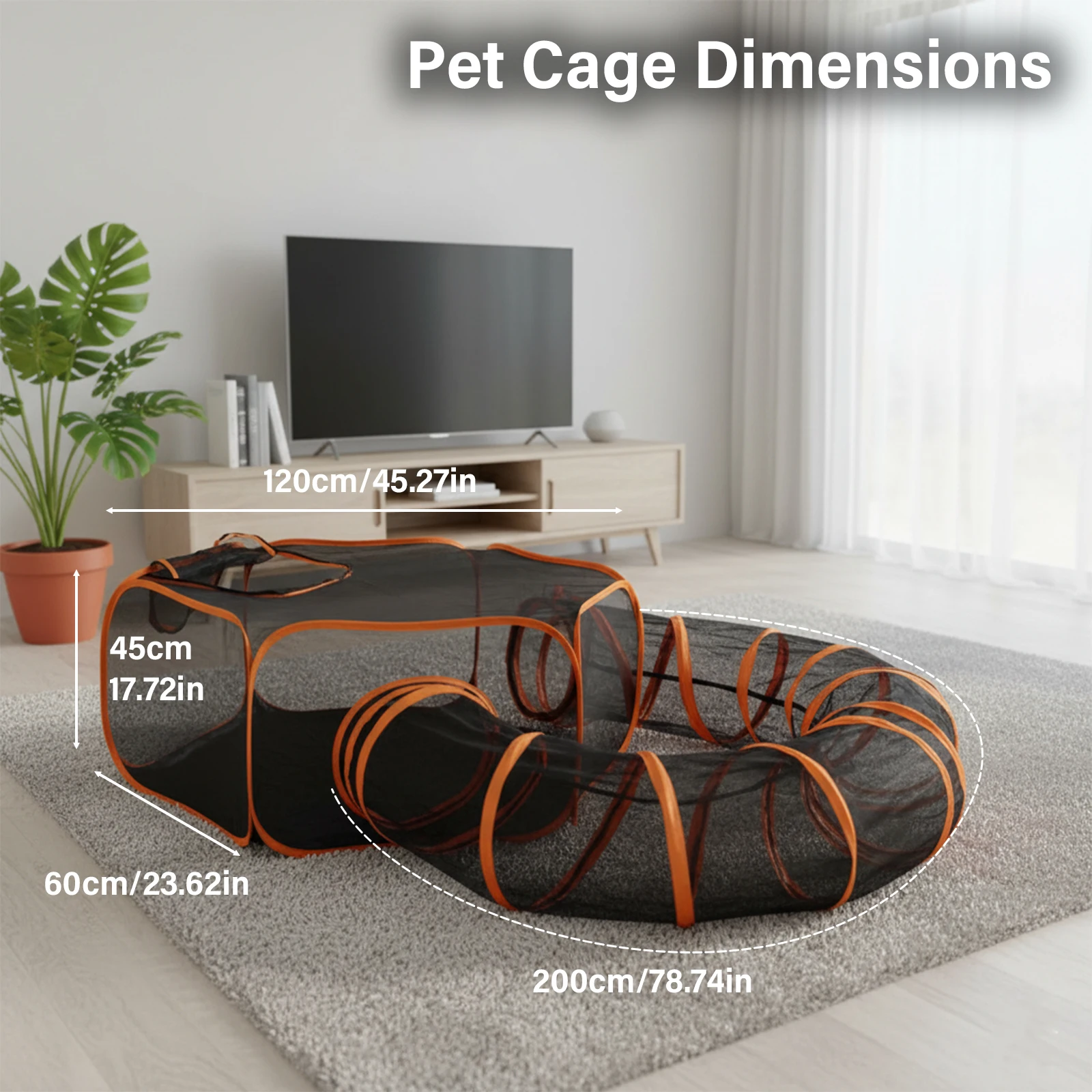 

Портативный игровой домик-туннель для кошек из сетки для использования в помещении и на улице, на балконе, с сумкой для переноски - Прочное укрытие для кошек для игр