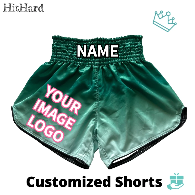 

Персонализированные боксерские шорты для тайского бокса для мужчин и женщин, детские шорты с бантом и лентой для борьбы, кикбоксинга, BJJ MMA, тренировочные брюки для борьбы
