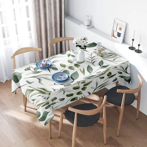 Nappe rectangulaire à feuilles vertes, décoration de salle à manger, décoration de maison, napperon de cuisine 190cm X 85cm (qu'est ensure qui toutes les relev