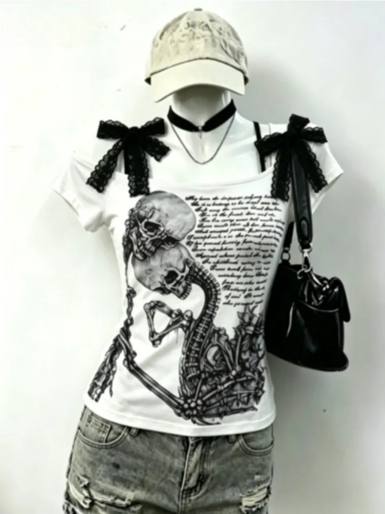 

Новинка 2026: Модная винтажная футболка в американском субкультурном стиле, легкая, с коротким рукавом, эстетичная, летняя, приталенная, в стиле Харадзюку