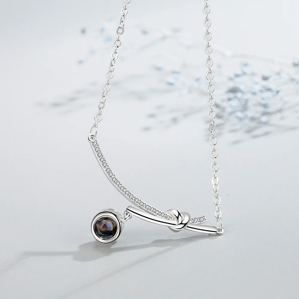 925 الفضة الاسترليني الأزياء الفن 100 لغة أحبك الإسقاط حجر قلادة عيد ميلاد حزب الذكرى هدية #3