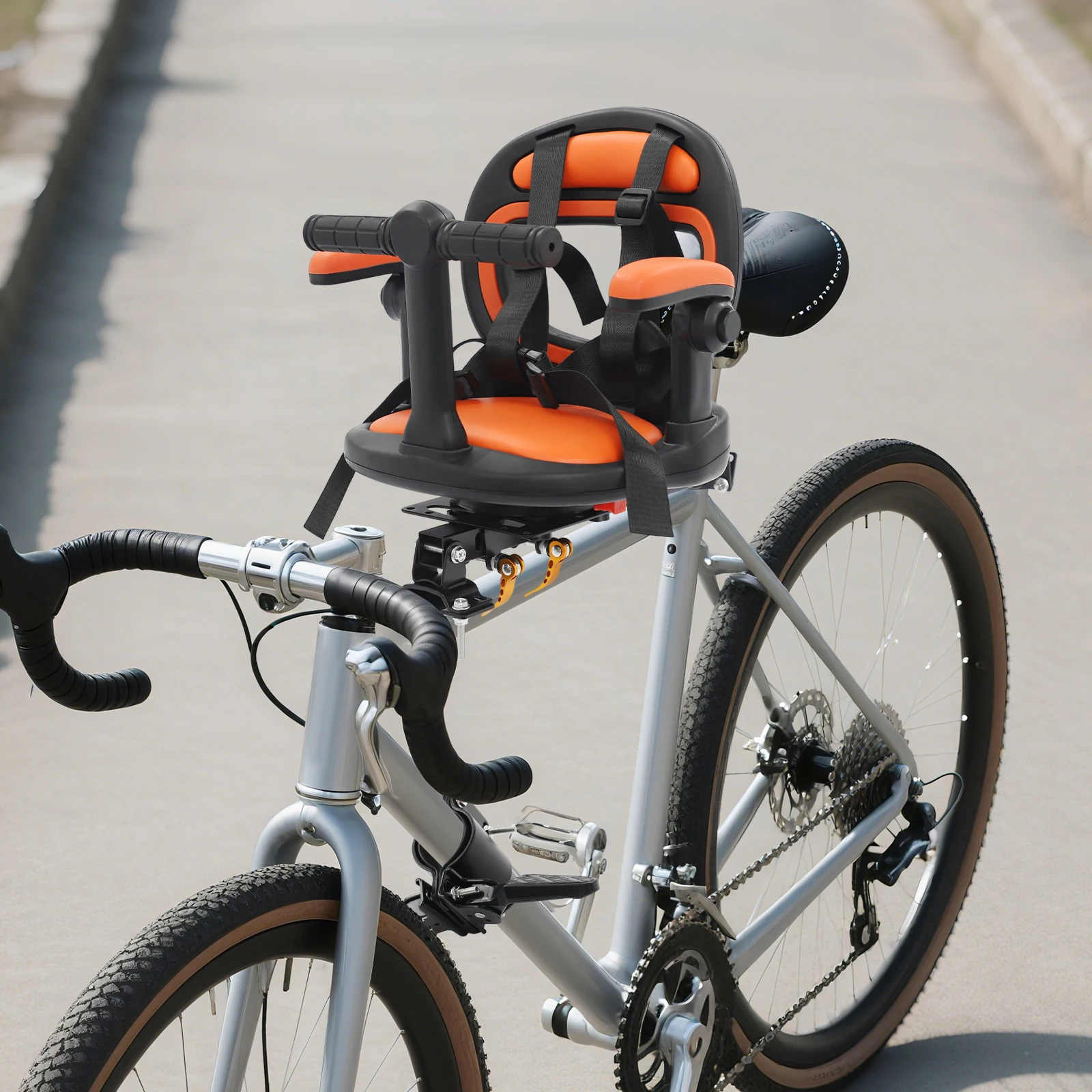 

Child Bike Seat for Kids 6 Months to 8 Years, Front Mounted Children's Bicycle Seat for Mountain Bikes, Load 40kg (Black-Orange)