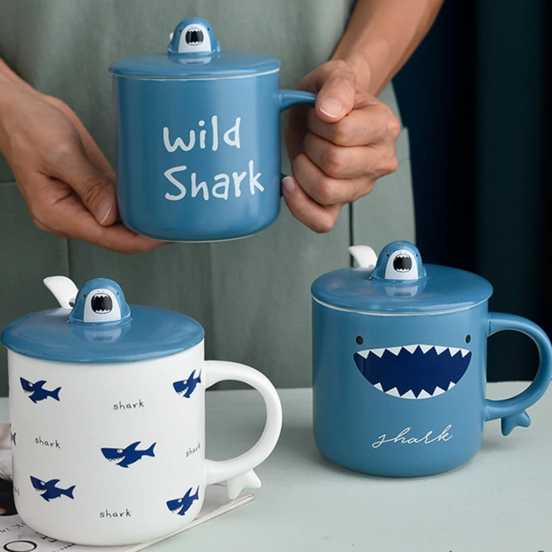 New Style Shark Ceramic Cup Breakfast Mug Beer Ceramic and Pottery Cup for Tea Cups Original Mugs Coffee Cups Go