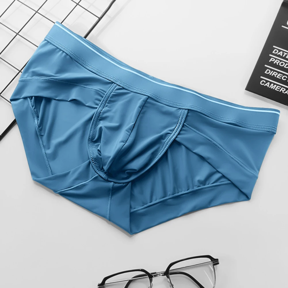 

Ice Silk Underwear Breathable Briefs Classic Style Comfort Fit Elastic Waistband Fashionable Design M S For Daily Use