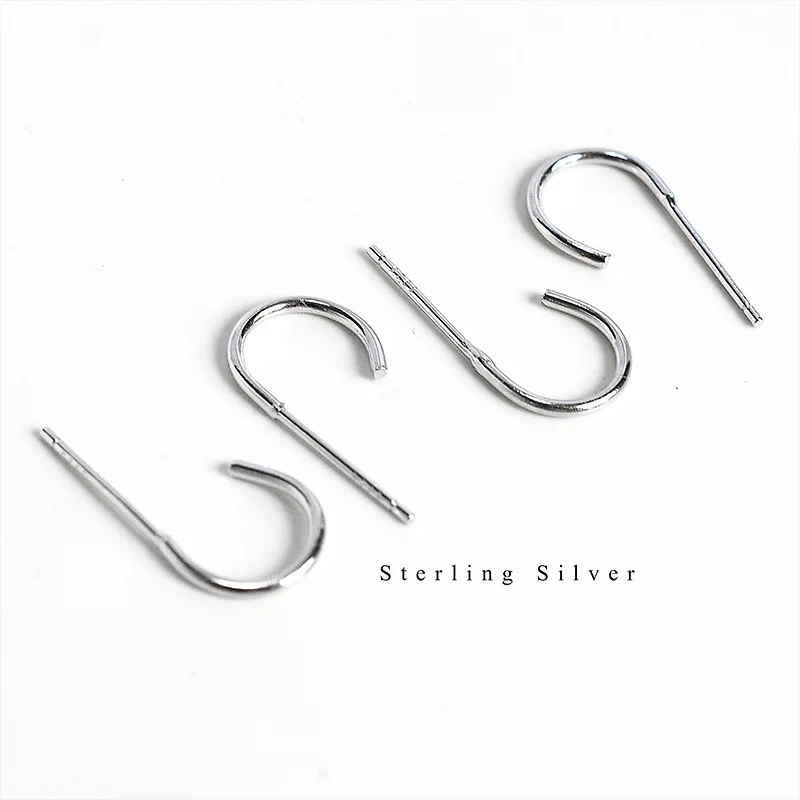 Chique Koreaanse Stijl S925 Sterling Zilveren Halve Cirkel Oorknopjes, Eenvoudige Maar Elegante Dames Oorknopjes