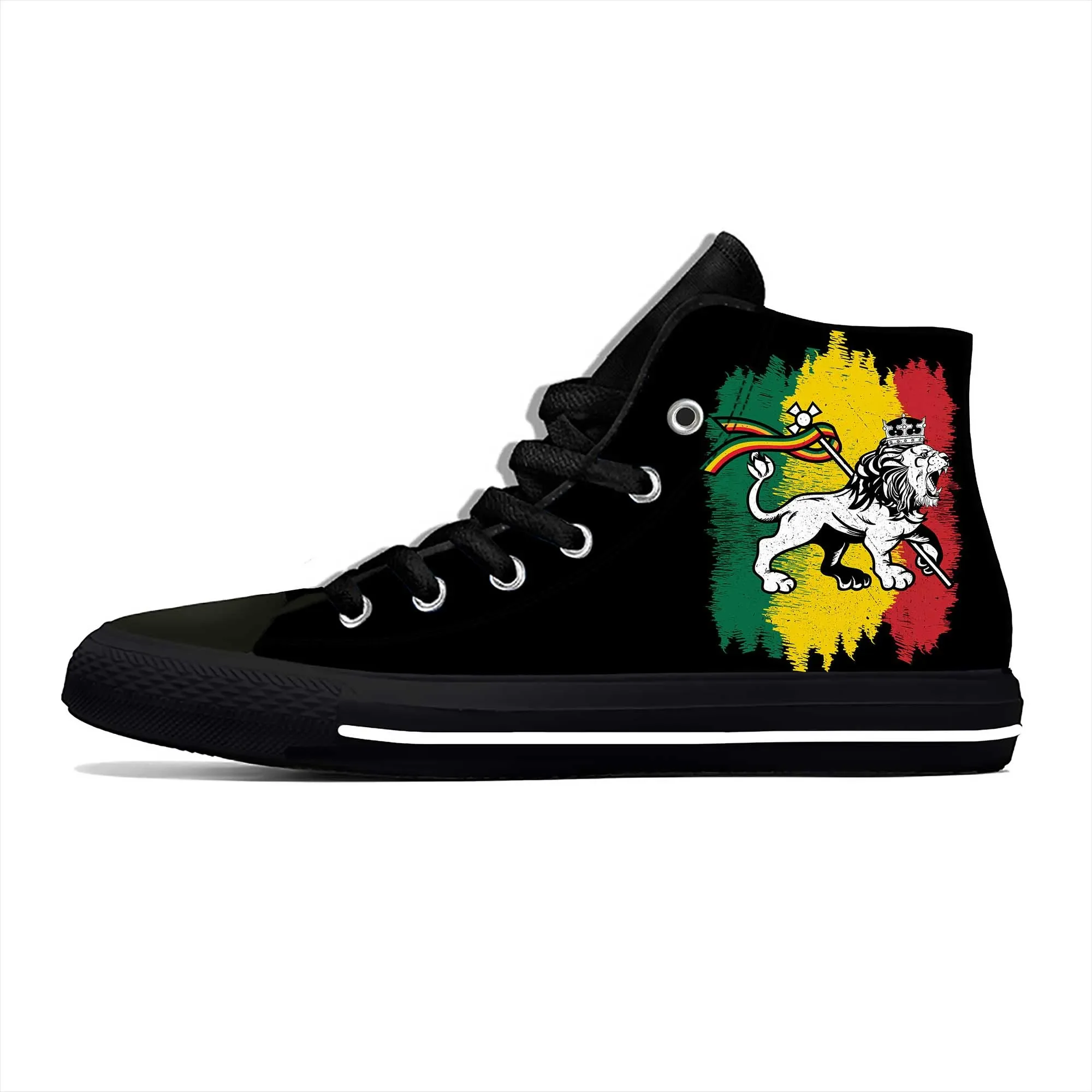 

Reggae Rasta Rastafari Rastafarian Lion Jamaican Casual Cloth Shoes High Top Comfortable Breathable 3D Print Men Women Sneakers