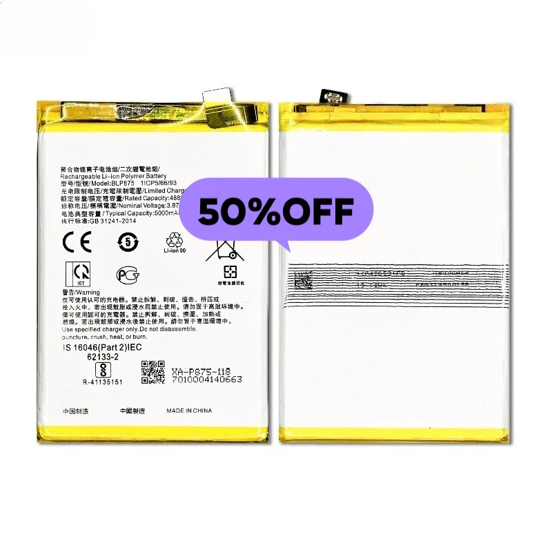 BLP875 for OPPO Realme Narzo 50/C55/9i Speed Version Realme 9 5G Mobile Phone Battery  Replacement Bateria with Tools