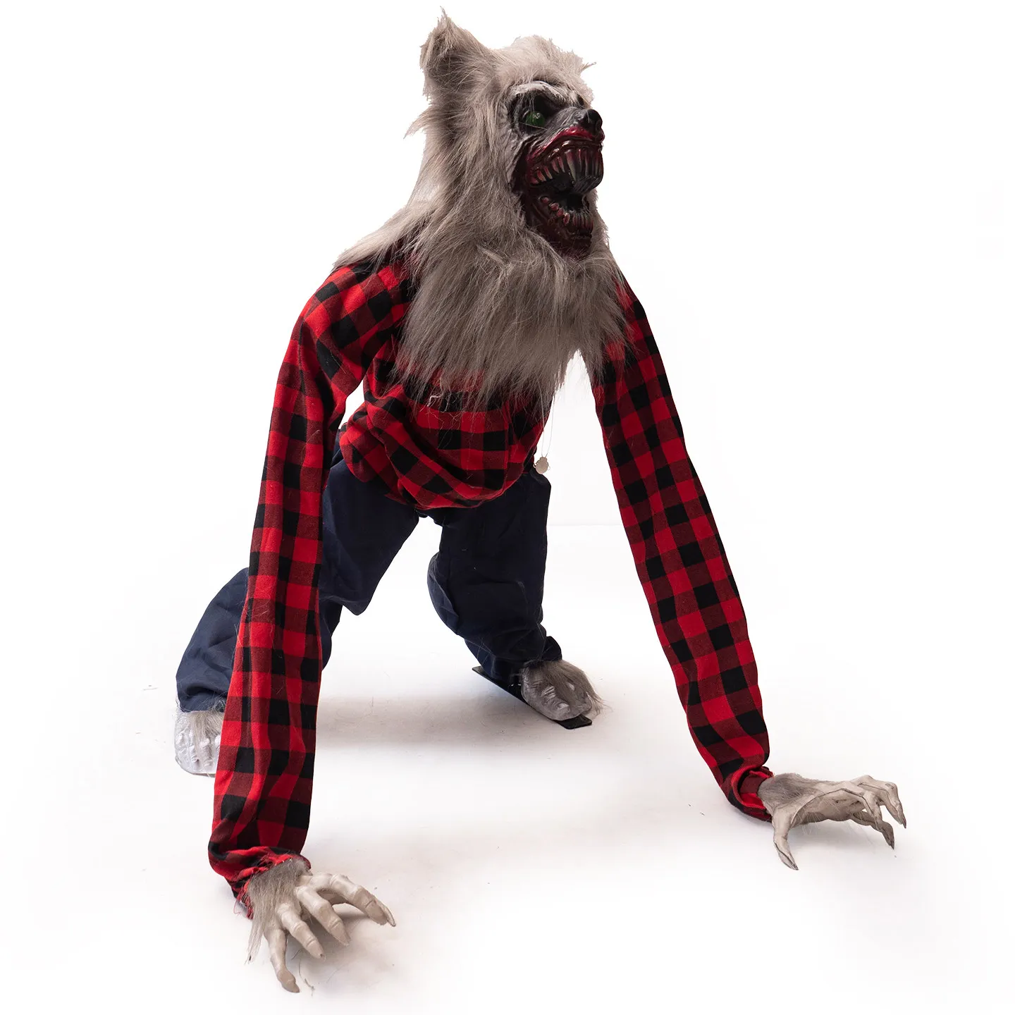 Muñeco de Peluche de Hombre Lobo para Halloween, con Iluminación Eléctrica, Sonido y Ambiente Terrorífico para Casa Embrujada o Patio