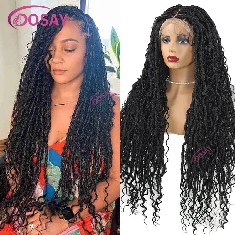 32Inches Synthetic Boho Bohemian Braids Wig Knotless Box Braided Wigs Full Lace Butterfly Long Afro Braiding Wig For Black Women