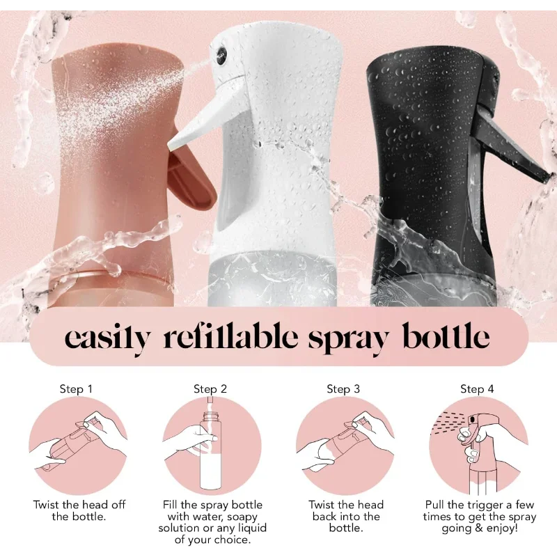 Kontinuierliche Sprühflasche für Haare, feiner Nebel, Wasser, Mister-Wasser, recyceltes Haar zum Reinigen, Styling, Pflanzen mehr, 150 ml