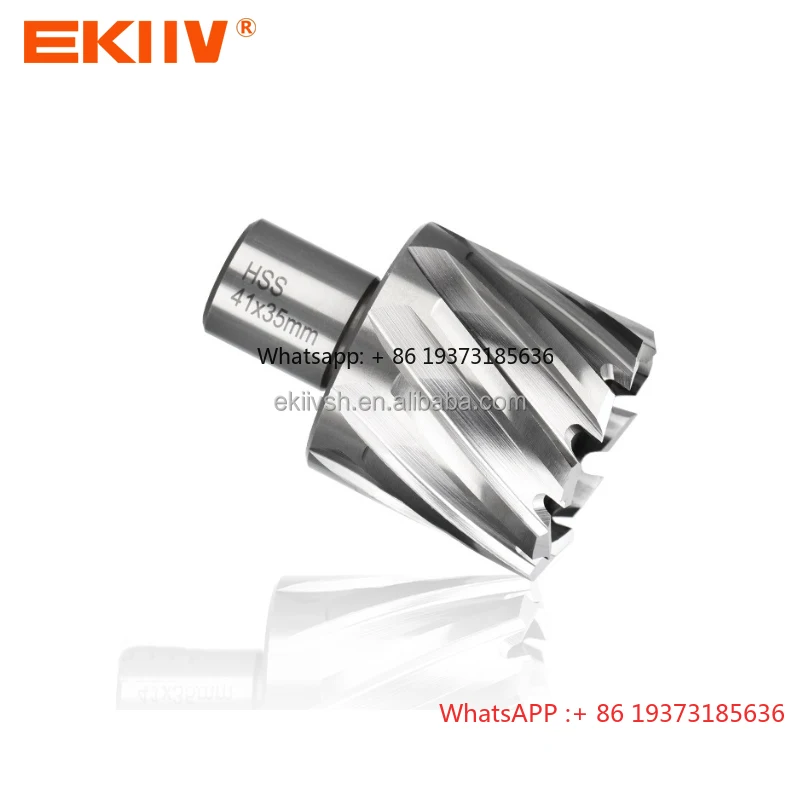 EKIIV Annular Cutter Set 11pcs 3/4 Inch Weldon Shank 7/16 to 1-1/16 for Drill Press HSS Standard Kit Two Flat with 2 Pilot Pins