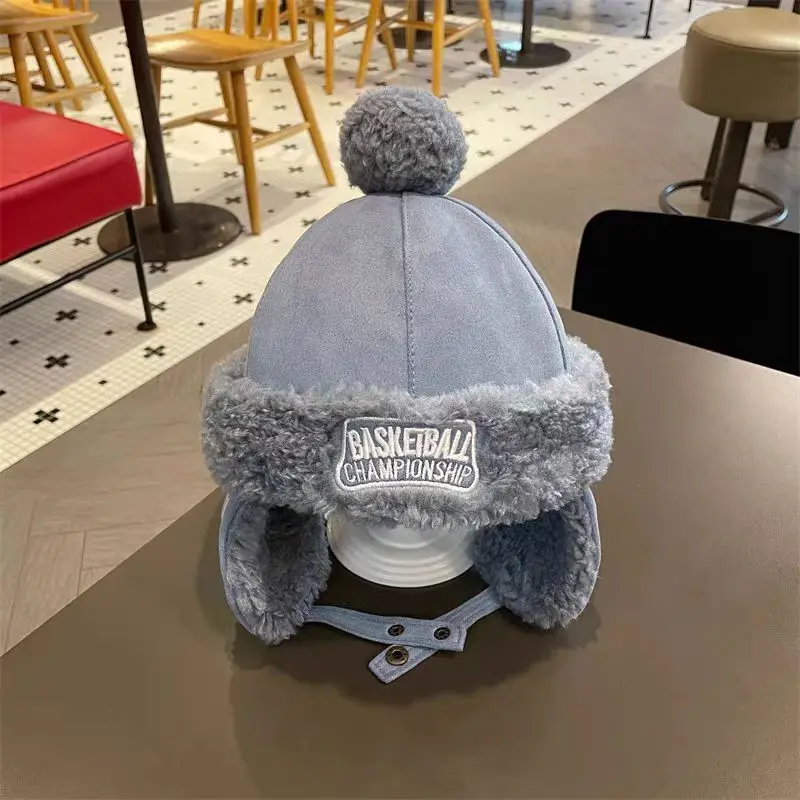 

Creative Windproof Ear Protection Cap Soft Lamb Wool Thicken Kids Hat Scarf Warm Cold-proof Hats Ourdoors Winter