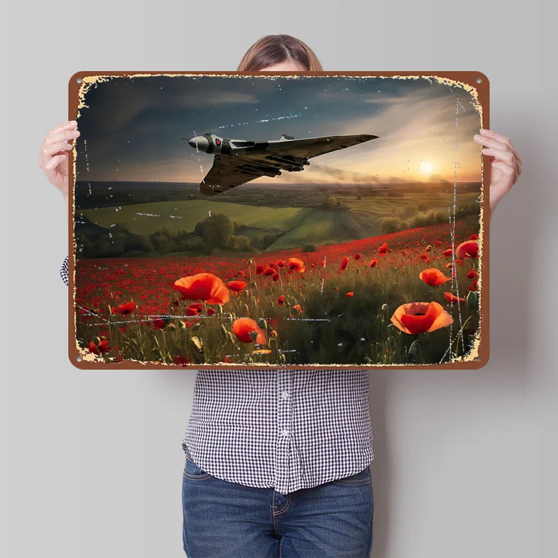 

Vulcan Bomber Poppy Pass жесть плакат по индивидуальному заказу настенное искусство винтажные металлические вывески ретро жестяная табличка для украшения гостиной