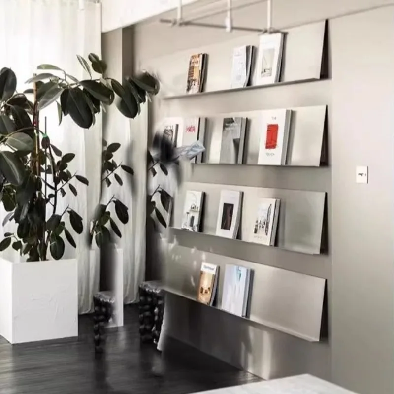 Schwimmende Wandregale aus Edelstahl, Wohnzimmer, Aufbewahrung, Organisation, Präsentationsregale, Bücherregale, Schlafzimmer, Dekoration, Möbel