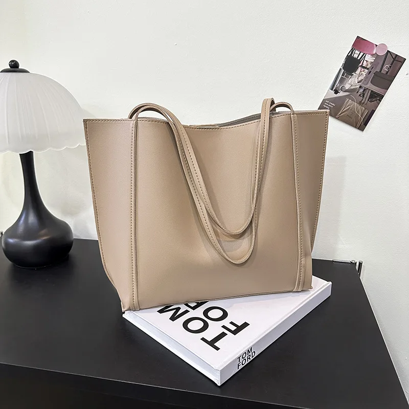 2025 Women's Handbag 2-piece Set PU Leather Large Capacity Magnetic Sealing Daily Leisure Shoulder Bag Solid Color Shopping Bag