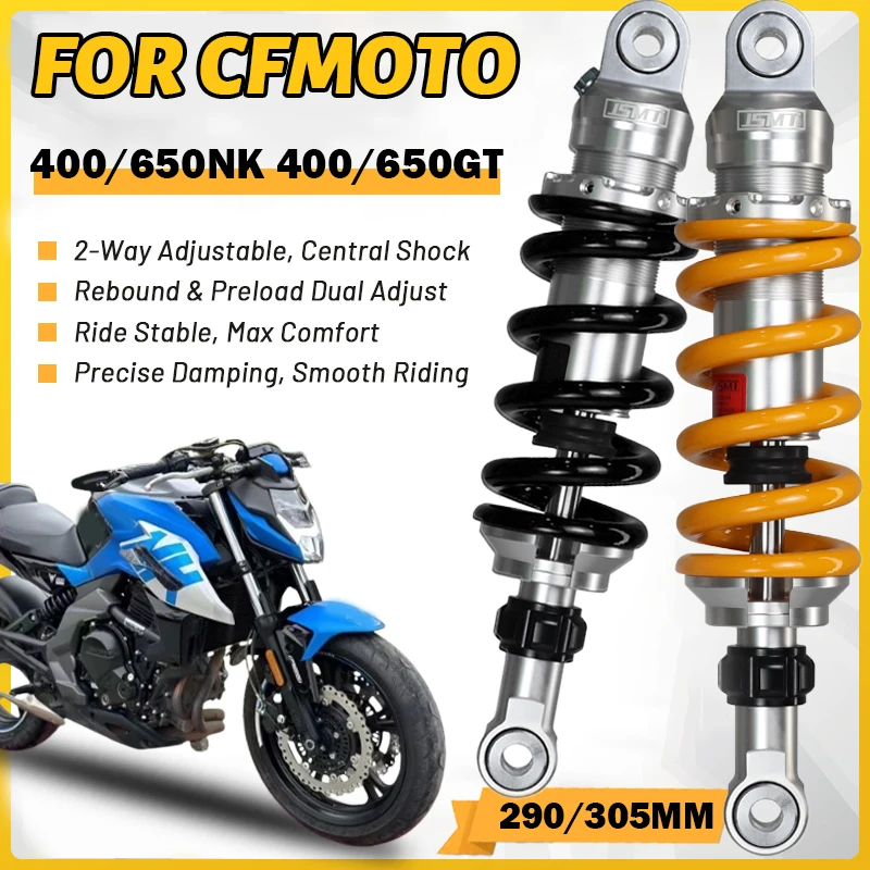JSMT FOR CFMOTO 400NK 400GT 650GT 650NK Adjustable Mono Rear Shock 290/305mm Preload Rebound Suspension Parts