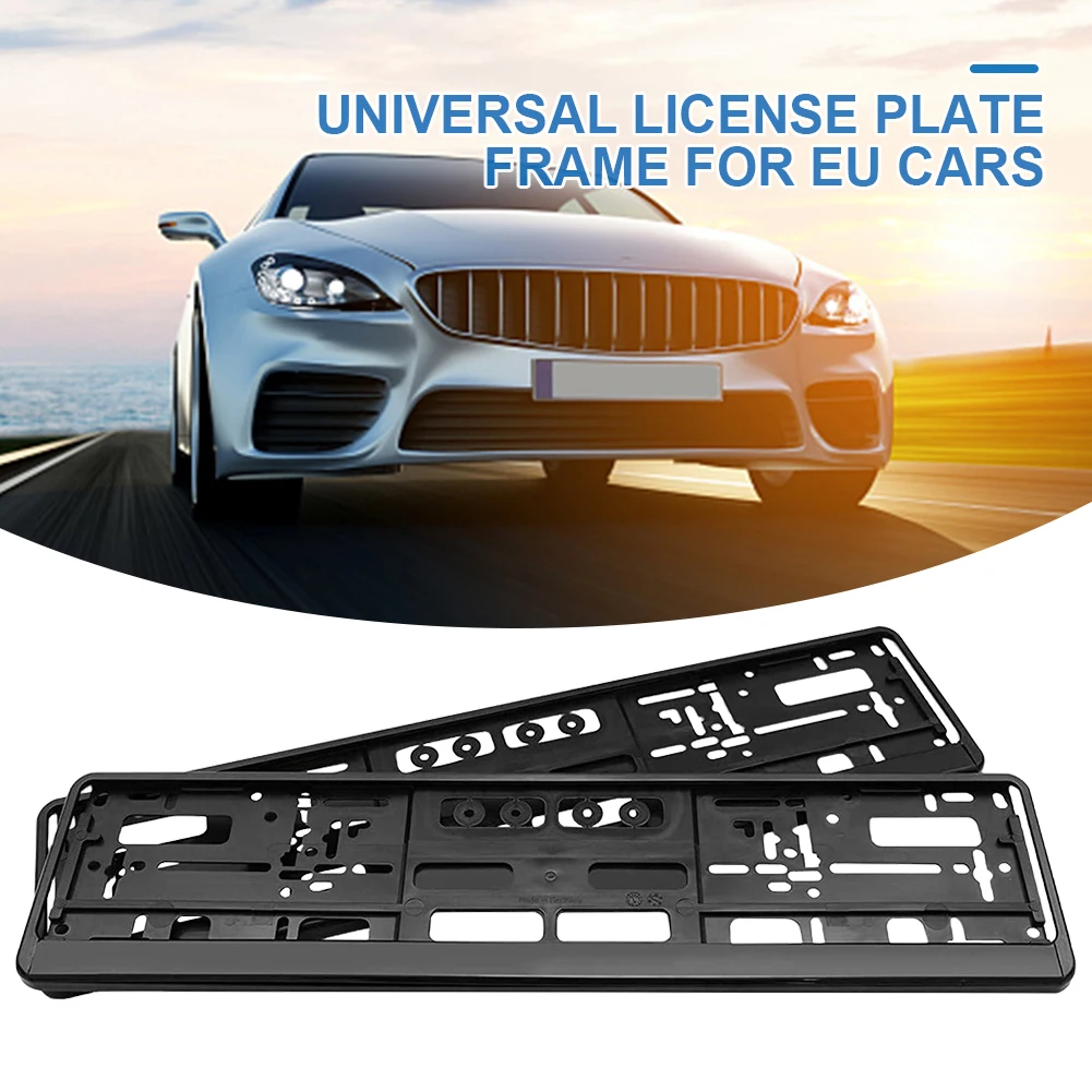 2Pcs Car Licence Plate Bracket Black License Plate Holder Mount EU Standard License Plate Frame Cover Anti-corrosion