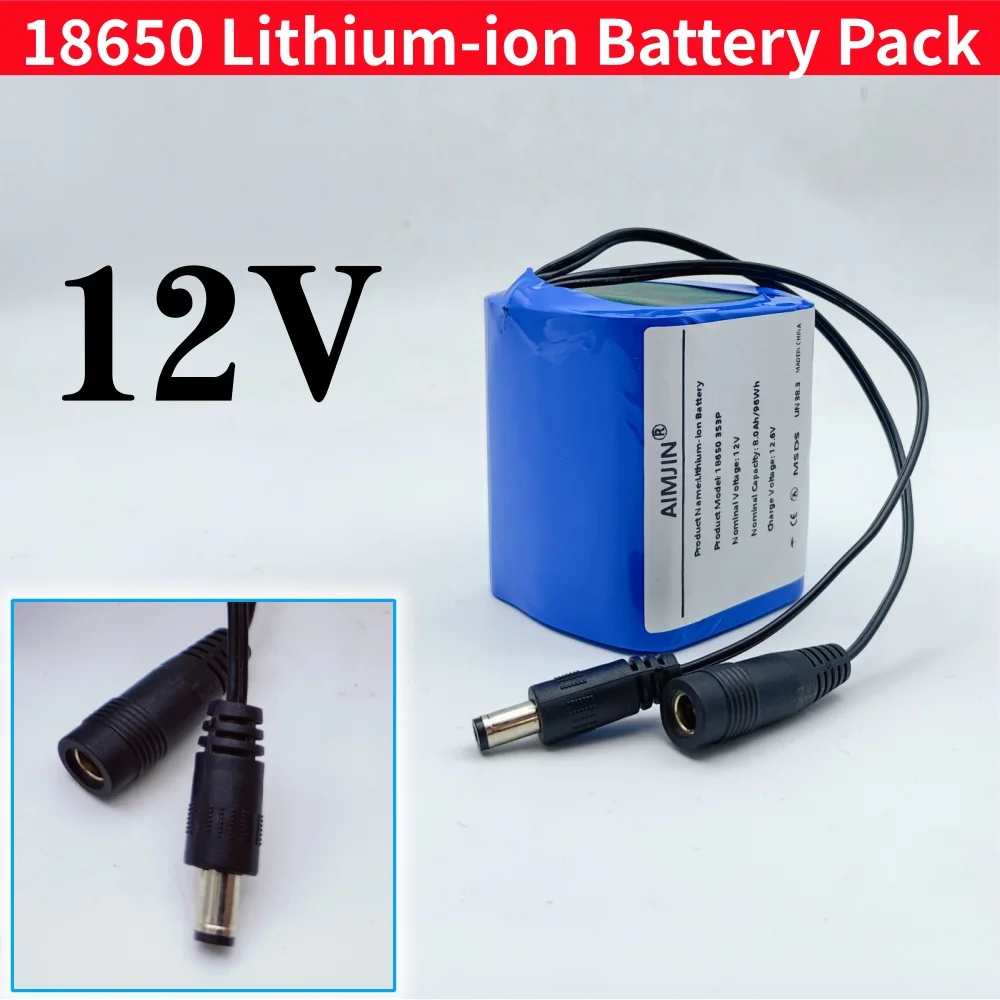 بطارية ليثيوم 12 فولت 18650 3S3P 8Ah لمصابيح زينون لوحة حماية مكبر الصوت ولوحات القيادة ومكبرات الصوت والشاشات والإلكترونيات وما إلى ذلك