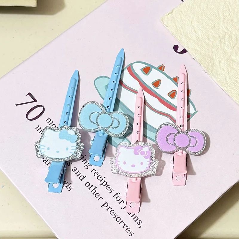 

Cute Sanrio Silver Shimmer Hello Kitty Lovely Bow Hairpin Cartoon Edge Clamp Headwear Sweet Anime Hair Accessories Girls Gifts